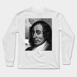 Blaise Pascal Black And White Portrait | Blaise Pascal Artwork Long Sleeve T-Shirt